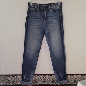 Distressed denim jeans